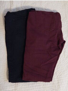 Indigo Blue Women's Maternity Jeans / Jeggings Set of 2 - Burgundy & Black Small